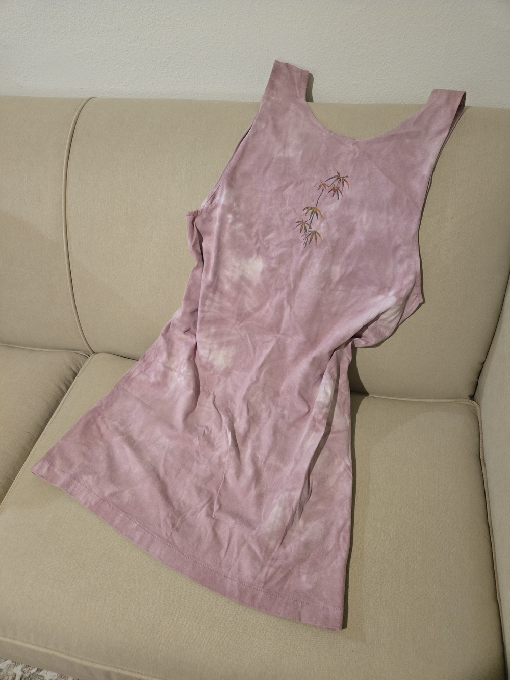 Vintage Primitives by Andrea Bragg Mauve Hand-Dyed Crane Art2Wear Dress M - Picture 5 of 13